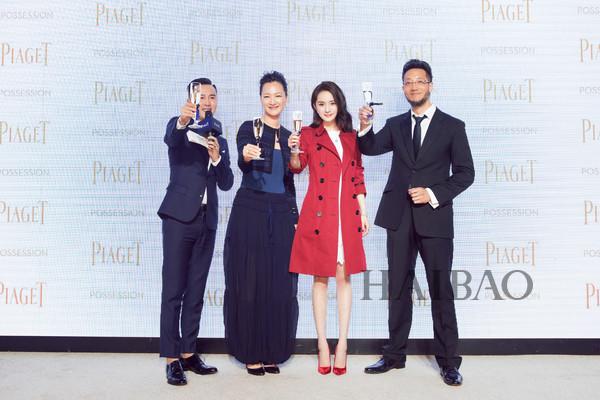 Piaget Piaget possession promotion ambassador Yang Mi together with Ms. Marguerite SAM (second from left), Piaget China CEO Shigeto Sayama (right one) toast