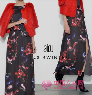 air.uçš‘å¦‚2014å†¬è£…æ–°å“ æš—é¦™ç³»åˆ—å°èŠ±é•¿è£™(å›¾2)