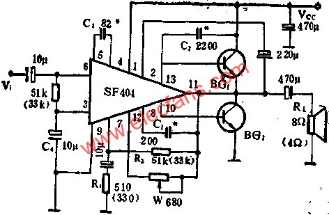 SF404 as OTL power amplifier circuit diagram 