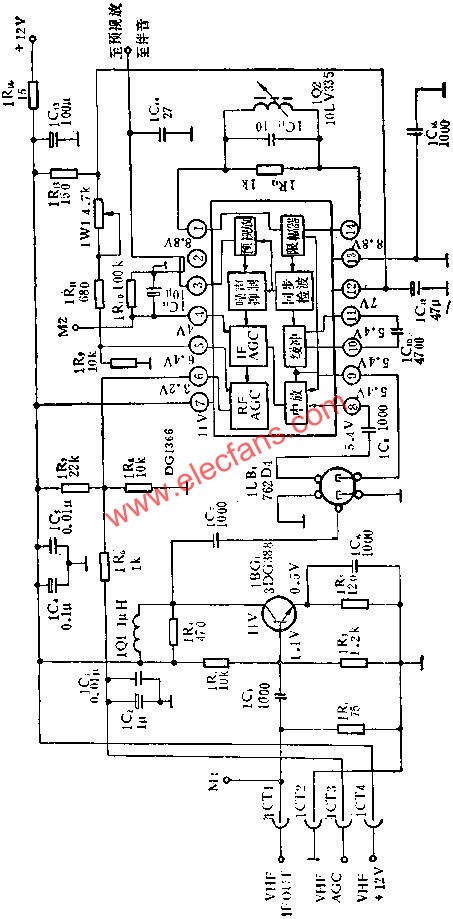 Application circuit diagram of integrated circuit in DC1366 image 
