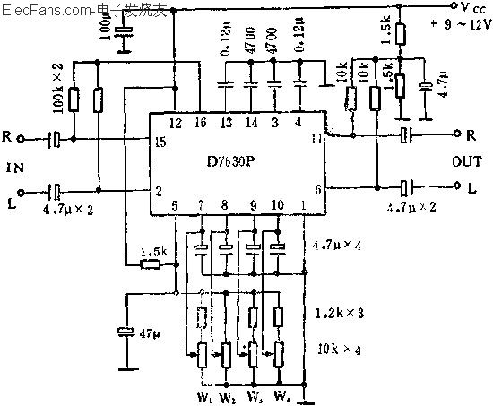 D7630P stereo sound modulation multi-function control circuit application 