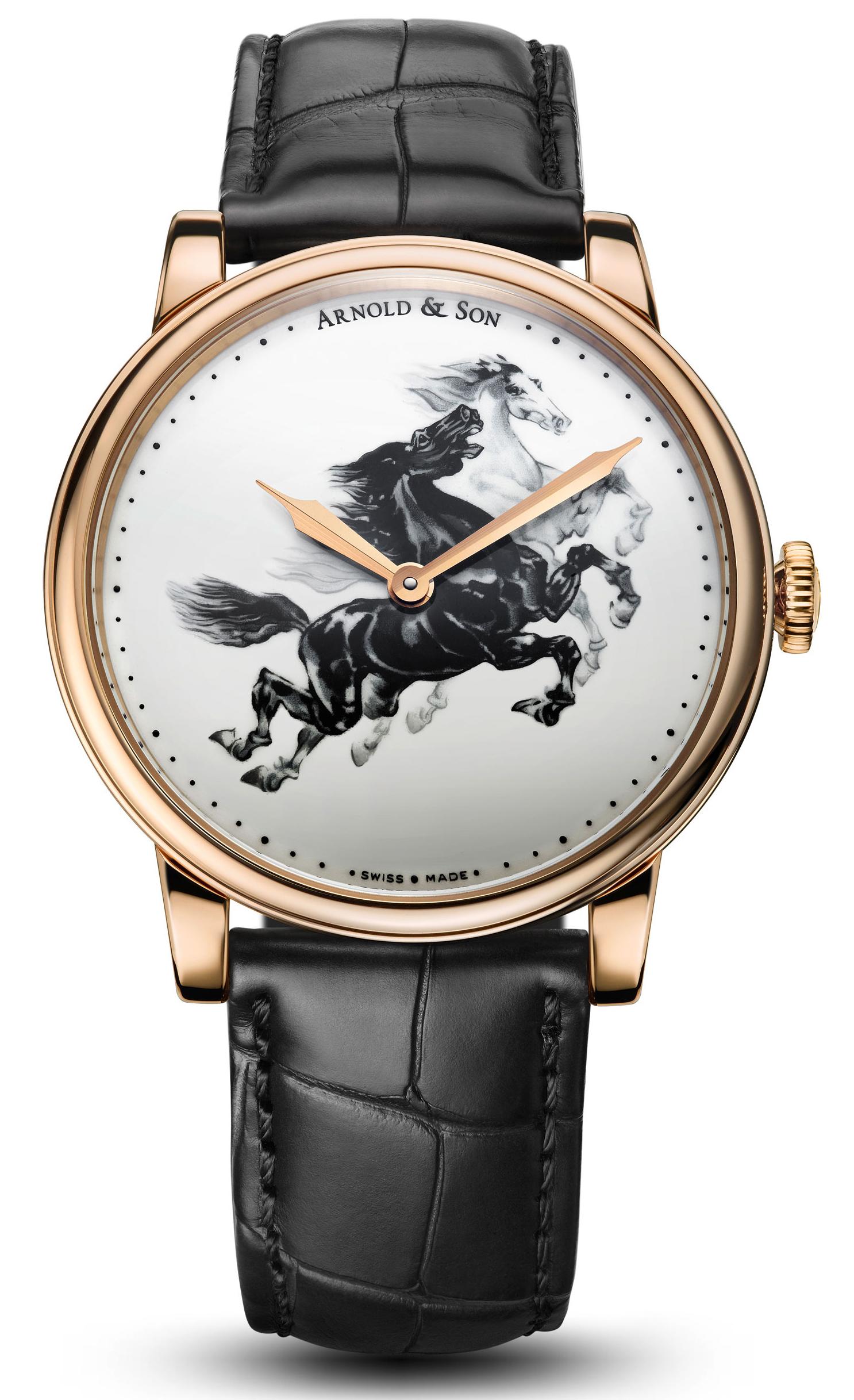 Arnold & Son painted enamel special limited edition horse watch