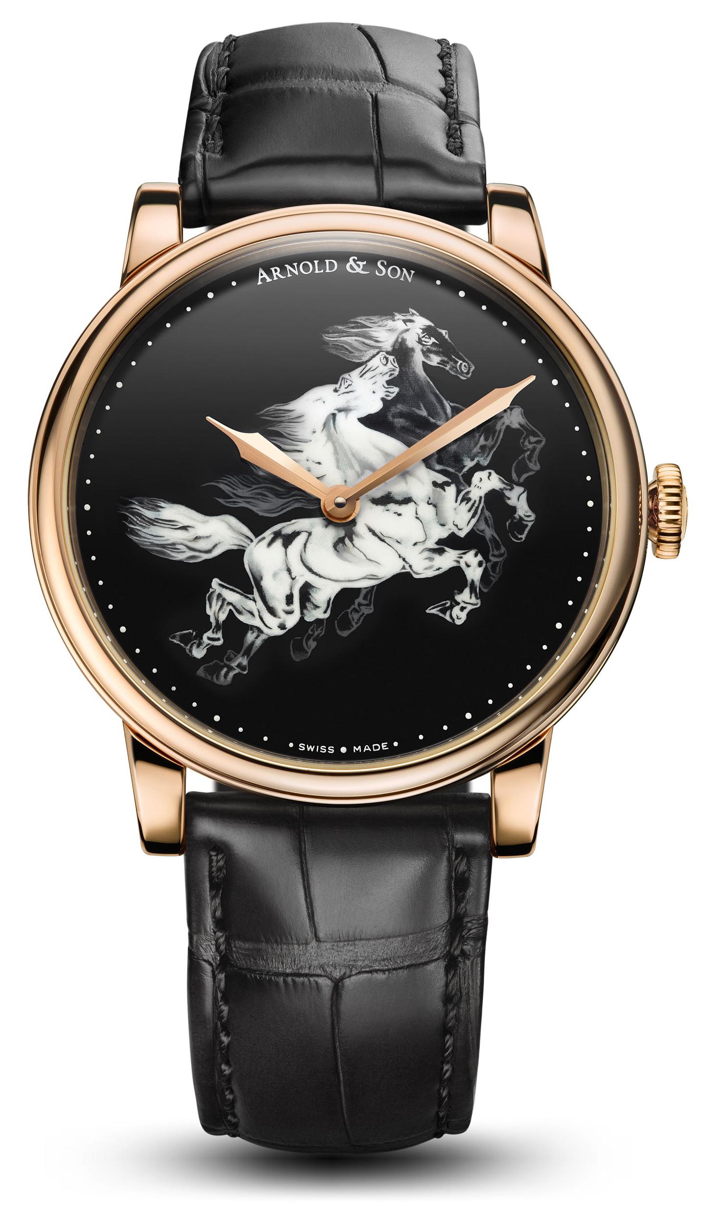 Arnold & Son painted enamel special limited edition horse watch