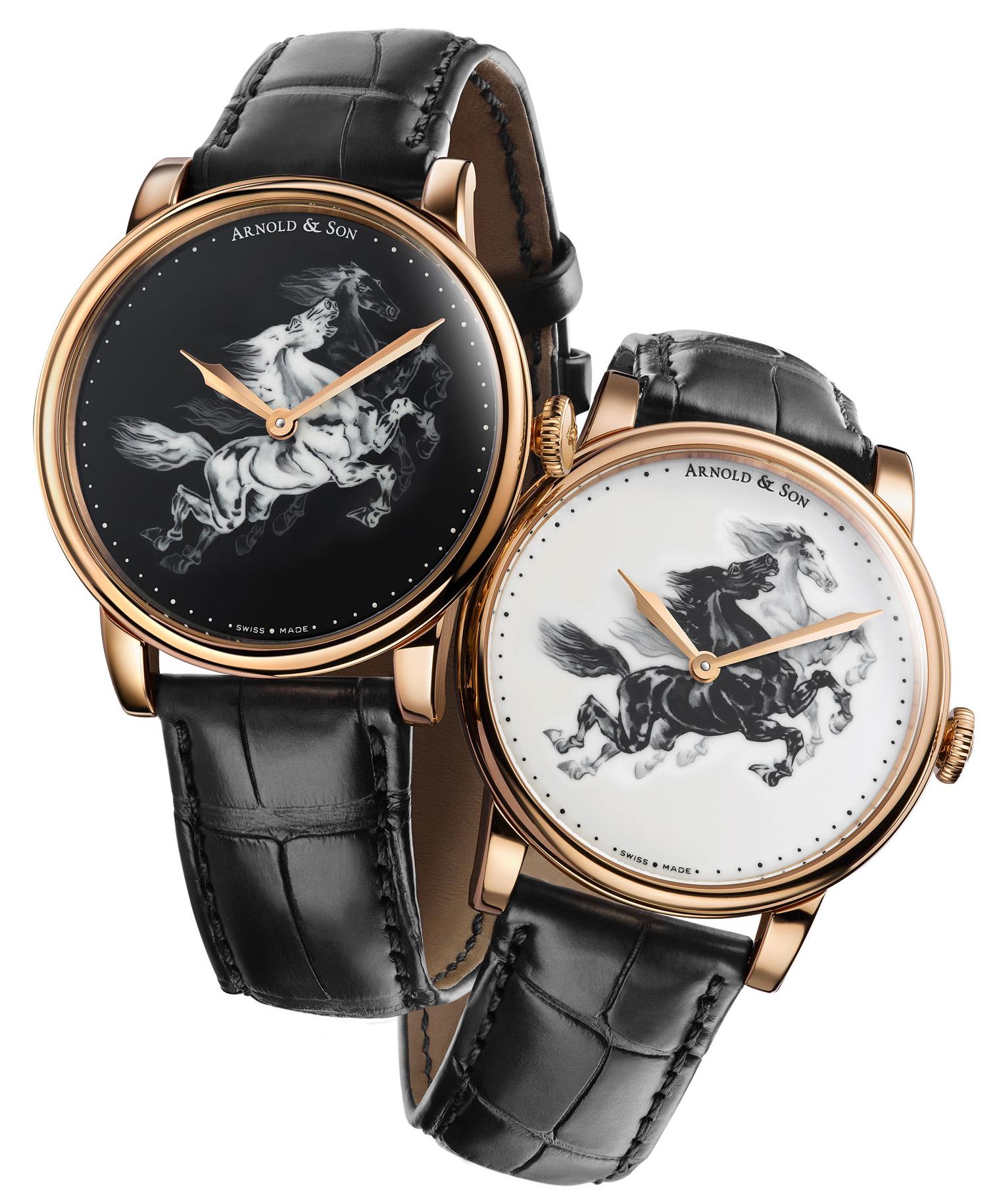 Arnold & Son painted enamel special limited edition horse watch