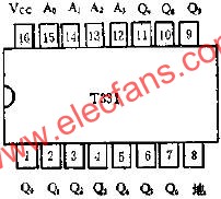 Application circuit diagram of T331 four-line-ten line decoder 