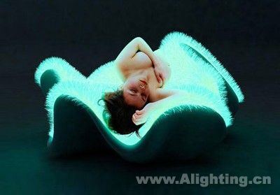 Beauty with glowing lounge chairs