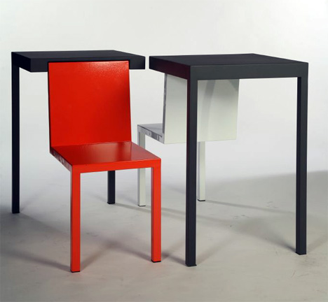 Siamese table and chair