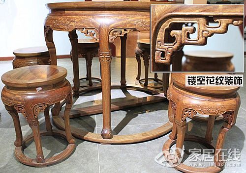 Jinjingfang Huanghuali Round Table and Stool Picture