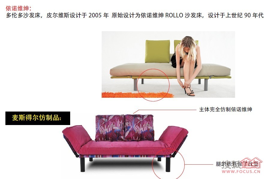 Comparison of Innovo products and imitations: Toronto sofa bed ä¾è¯ºç»´ç»…产å“与仿制å“对比图:多伦多沙å‘床
