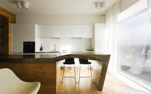 Creative open-plan small apartment kitchen bar is fun