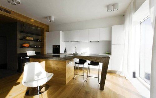 Creative open-plan small apartment kitchen bar is fun