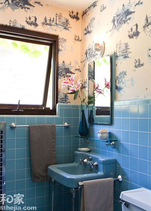 The bathroom is cool and "washed". Take a cool, save money bath.