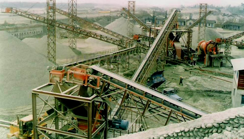 Sand aggregate production line crushing site