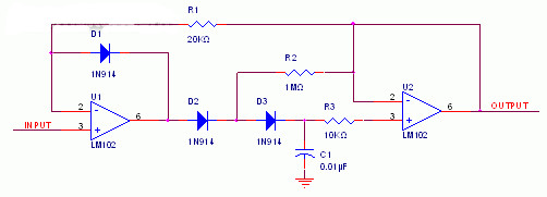 Low Drift Peak Detector (from National Semiconductor Application Note 31)