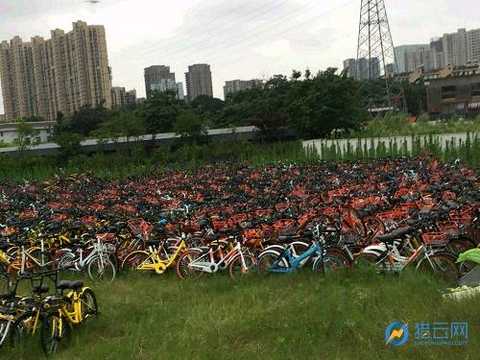 The media is on the 27th aerial picture, and the bicycles of various colors are stacked together.