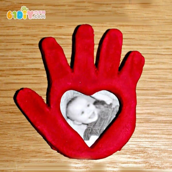 Salt dough making palm love photo frame