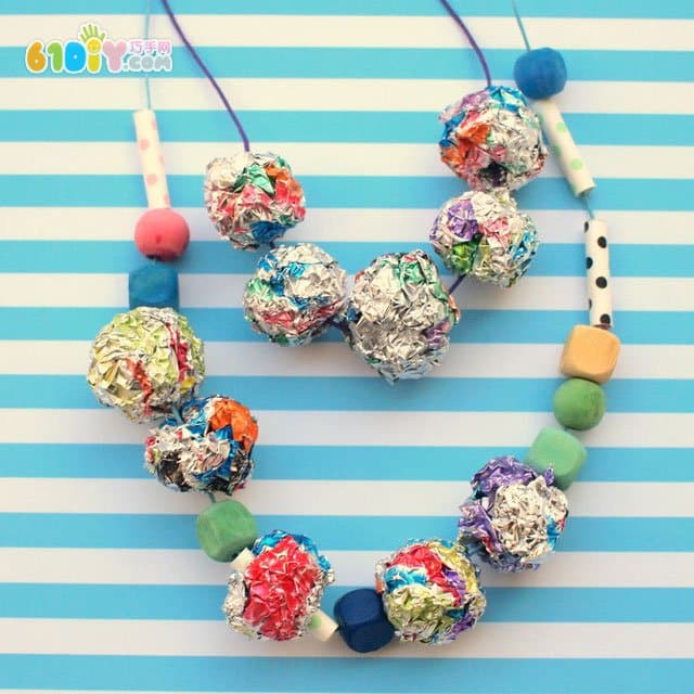 Children's handmade shiny art necklace