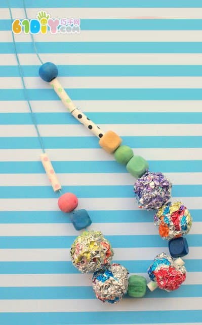 Children's handmade shiny art necklace