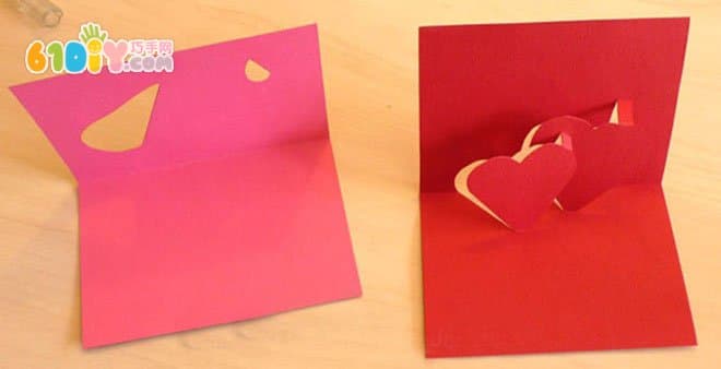 Make a three-dimensional double heart greeting card full of love