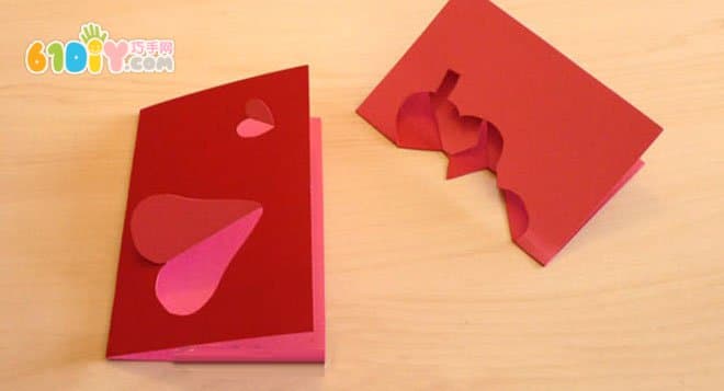 Make a three-dimensional double heart greeting card full of love