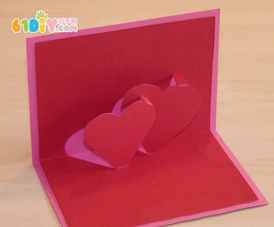 Make a three-dimensional double heart greeting card full of love