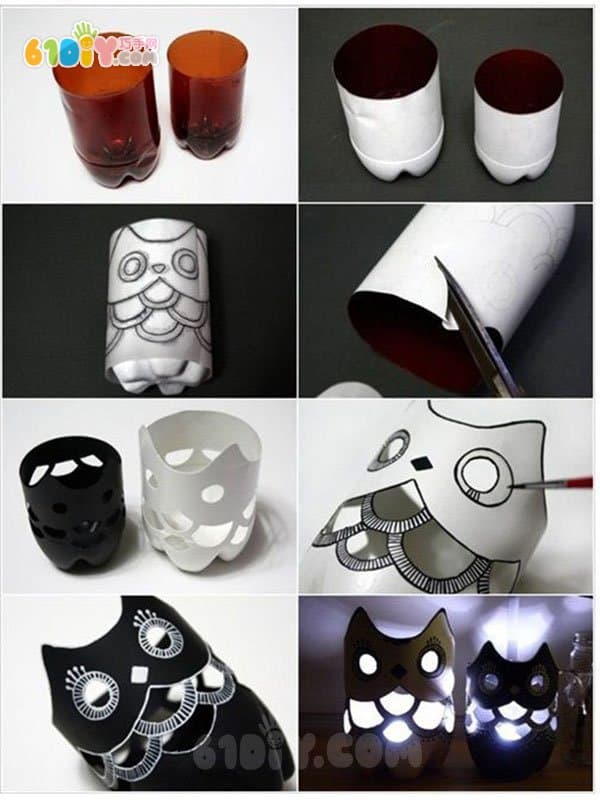 Cola bottle creative making owl lantern