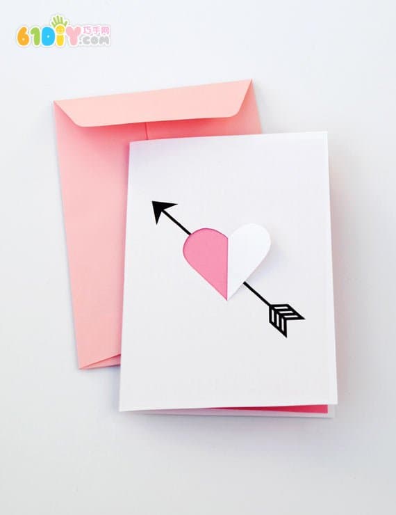 Valentine's Day Heart Arrows Greeting Card Handmade