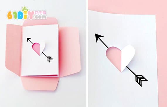 Valentine's Day Heart Arrows Greeting Card Handmade