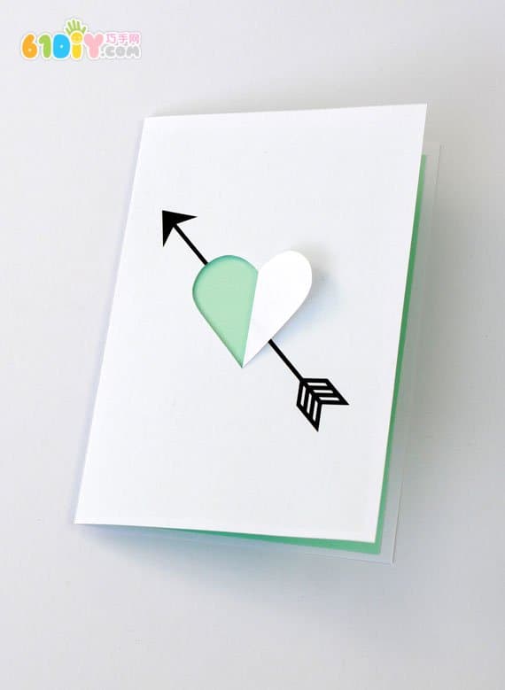 Valentine's Day Heart Arrows Greeting Card Handmade