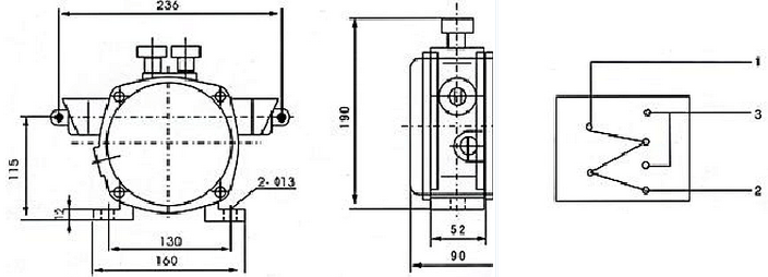 Smart Two-way Rope Switch Dimensions and Wiring Diagram