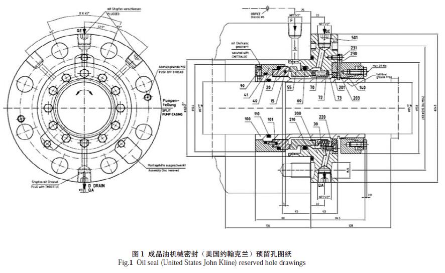 Product oil mechanical seal (John Crane, USA) reserved hole drawings