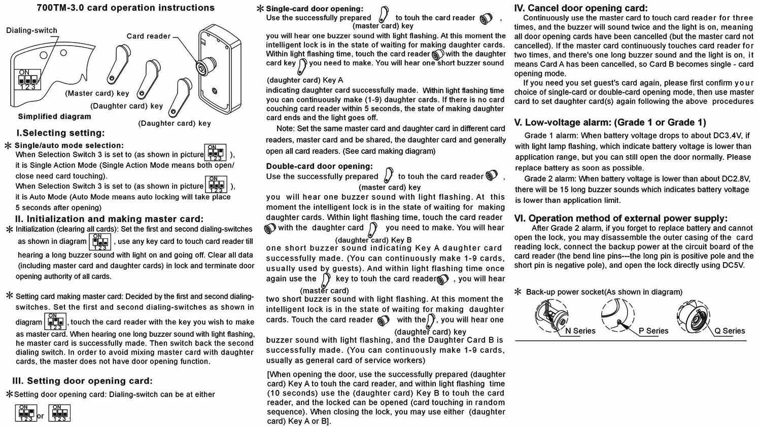 'TM-3.0 Electronic Lock Instruction Manual - English Version