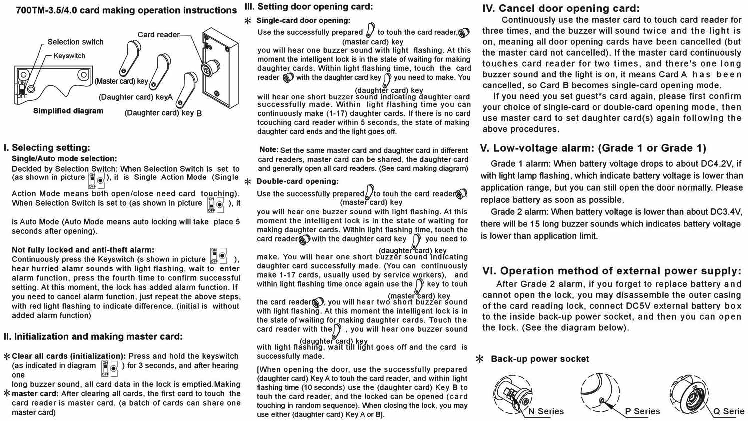 'TM-4.0 Electronic Lock Instruction Manual-English