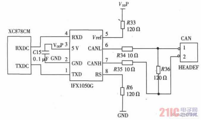 Interface circuit diagram of CAN node