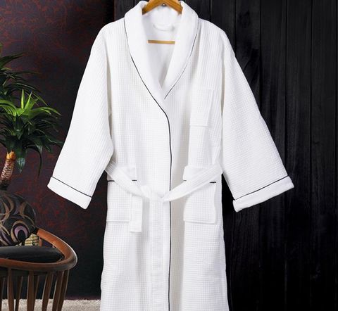Direct supply new cotton cotton green fruit collar double layer waffle cut velvet bathrobe waffle cut velvet bathrobe high-end hotel hotel men and women family leisure general factory wholesale