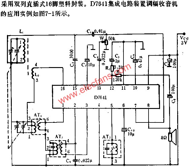 Application of the D7641 monolithic AM radio circuit 