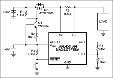 Figure 1. In this circuit breaker, NPN transistor Q1 expands the swing of comparator output COUT1.