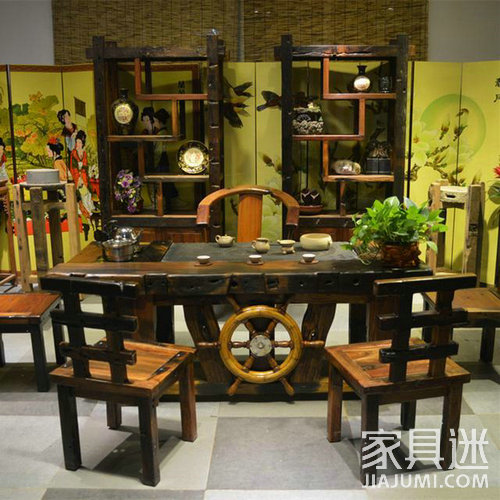 Old boat wood solid wood Kung Fu tea table