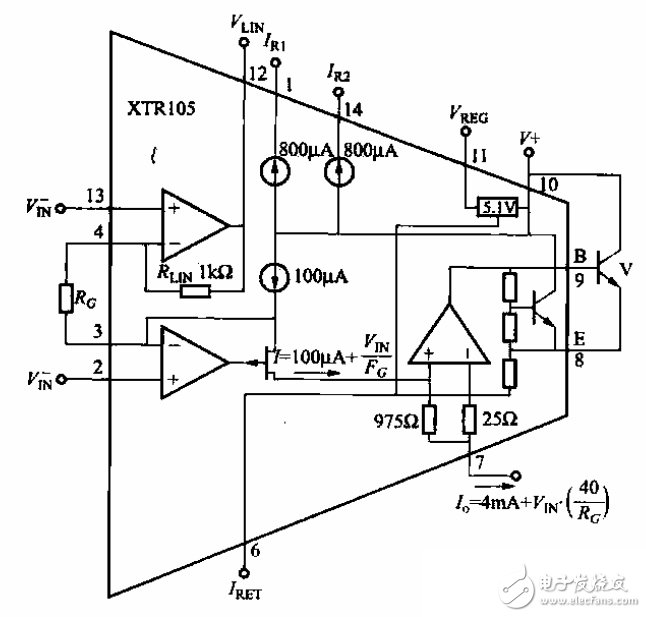 XTR105 circuit schematic