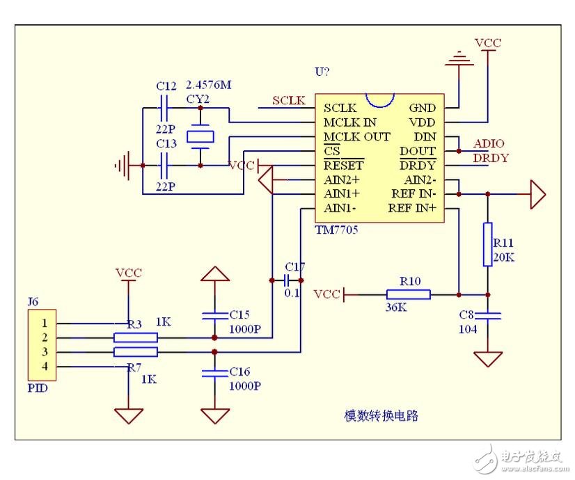 TM7705 read and write IC register circuit diagram