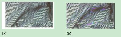 Figure 8: The result of the decoder of the adaptive built-in 3D comb filter (a) is significantly better than the decoder (b) with the built-in 2D comb filter.