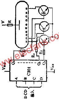 The circuit diagram of the G301 driving the glow digital tube display 