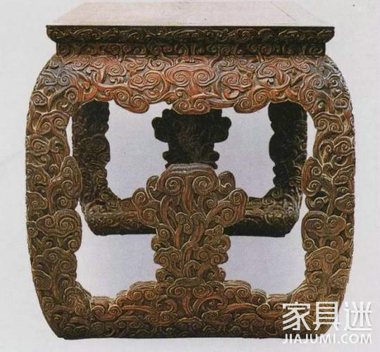 Ming rosewood painting table embossed tangled ganoderma pattern (side)