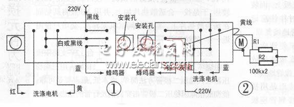 The internal structure and lead-out line of the five-wire electronic timer