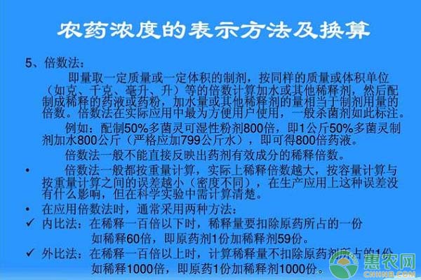 å†œè¯æµ“åº¦çš„è¡¨ç¤ºæ–¹æ³•åŠæ¢ç®—