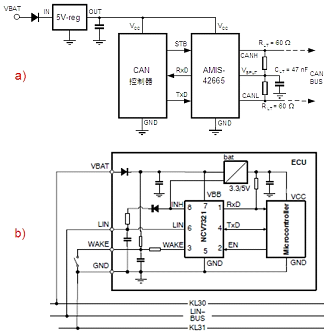 Typical CAN circuit based on ON Semiconductor transceiver