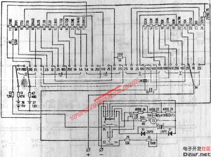 MF14 type multimeter circuit diagram