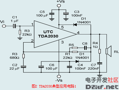 TDA2030 Typical Application Circuit 1