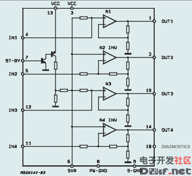 TDA7375 internal block diagram