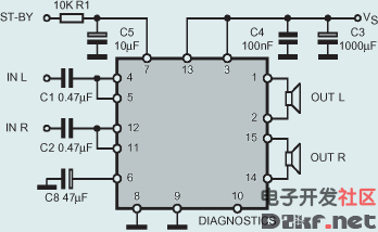 TDA7375 typical application circuit